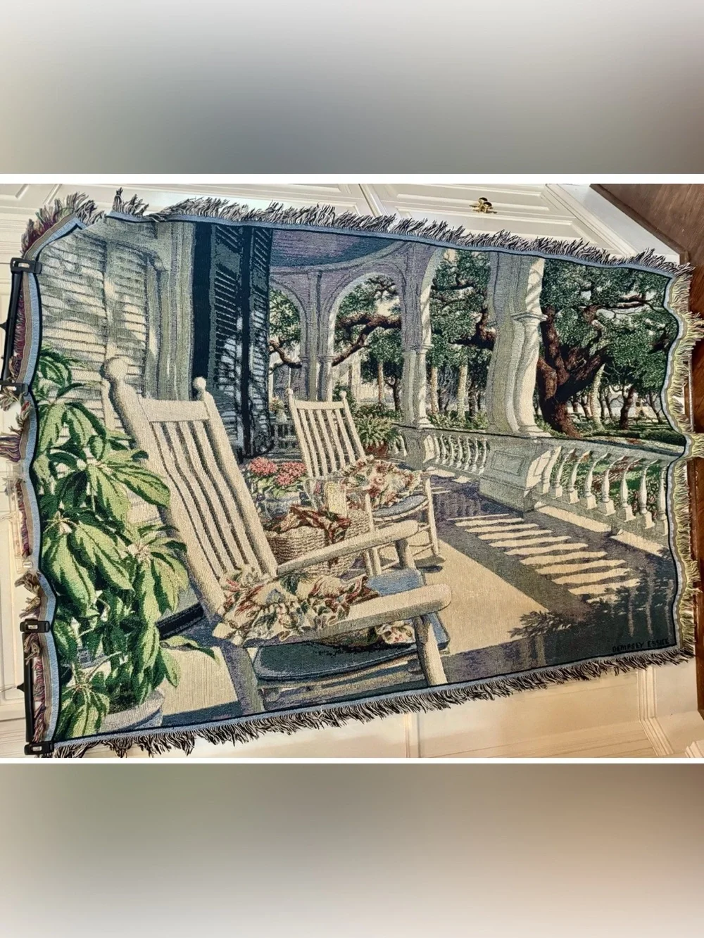 Dempsey Essick “ View From The Veranda” Tapestry Afghan Throw - 70”x 52”